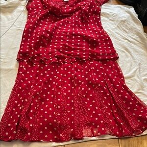 Coldwater Creek 💯 Percent Silk 2pc Ruffled Skirt Set